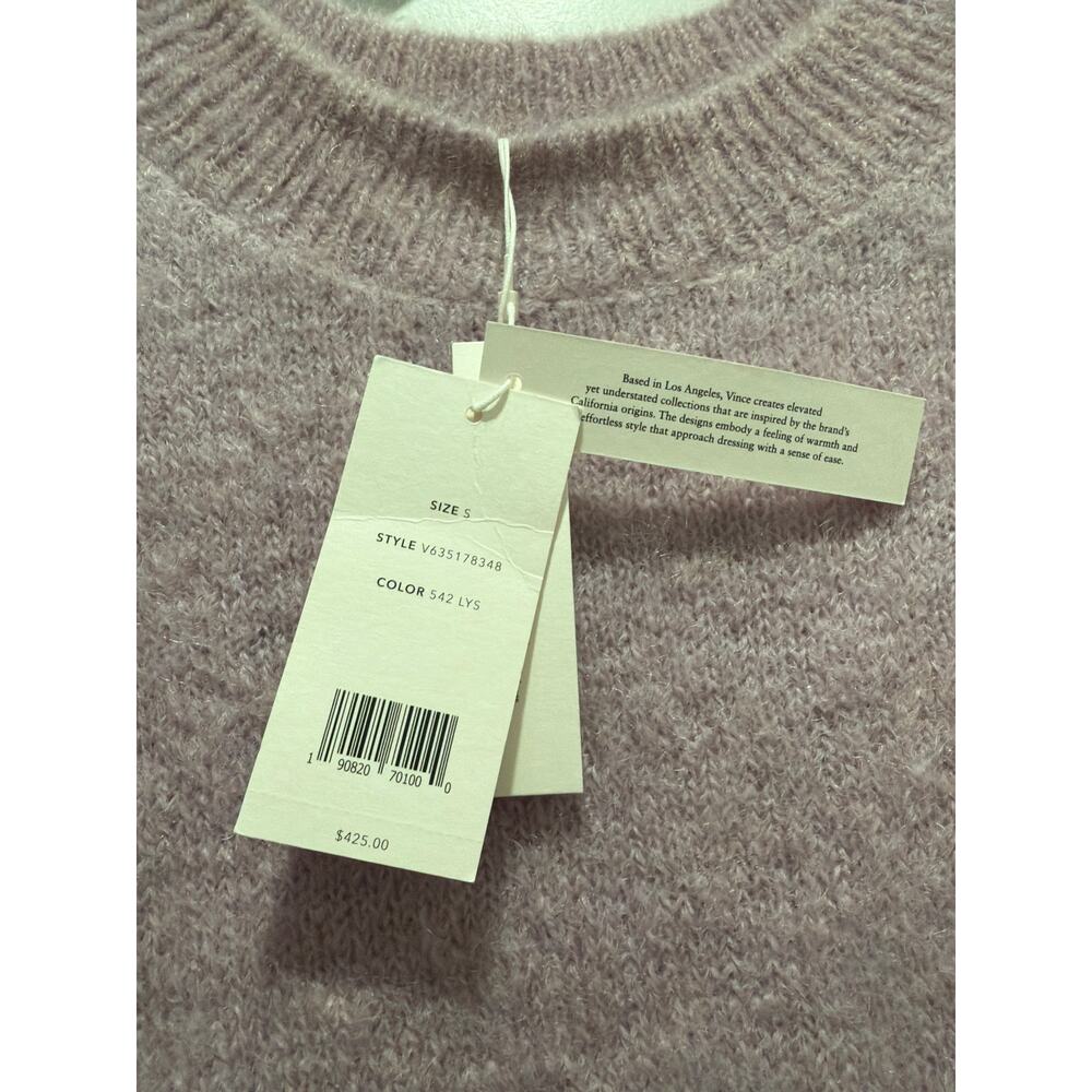 VINCE Women's Pullover Sweater Shirt Purple Lilac Luxury Mohair Size Small NWT - Picture 3 of 7